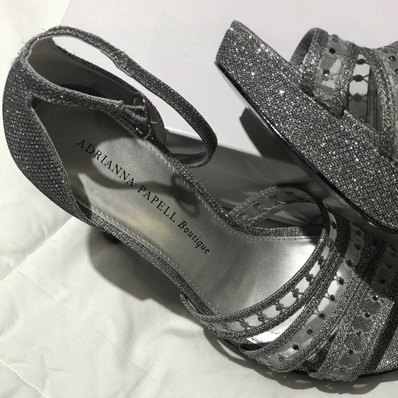 Adrianna Papell Shoes - Adrianna Papell Silver Glitter Strappy Heels